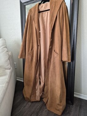 Vintage Camel Leather Duster Coat